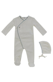 Textured Knit Wrap Footie + Bonnet - Navy