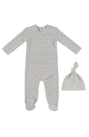 Cerise Footie + Hat - Blue