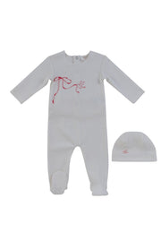 Flutter Bow Footie + Hat - Red