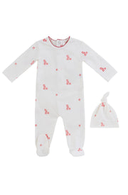 Baby Blocks Footie + Hat - White Red