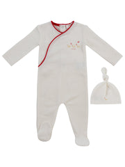 Mini Royals Terry Footie + Hat - Red