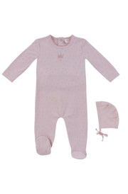 Little Crown Footie + Hat - Pink