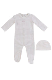 Teddy Au Pane Footie + Hat - Pink