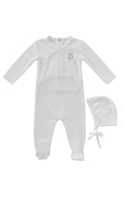 Teddy Wrap Footie + Bonnet - Blue