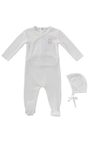 Teddy Wrap Footie + Bonnet - Pink
