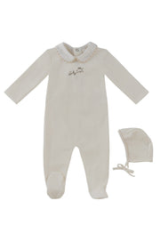 Magical Meadow Collar Footie + Hat - White Stone