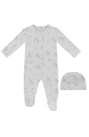 Toile Footie + Hat - Stone
