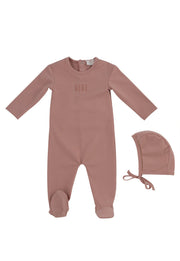 Bebe Footie+hat Set - Pink