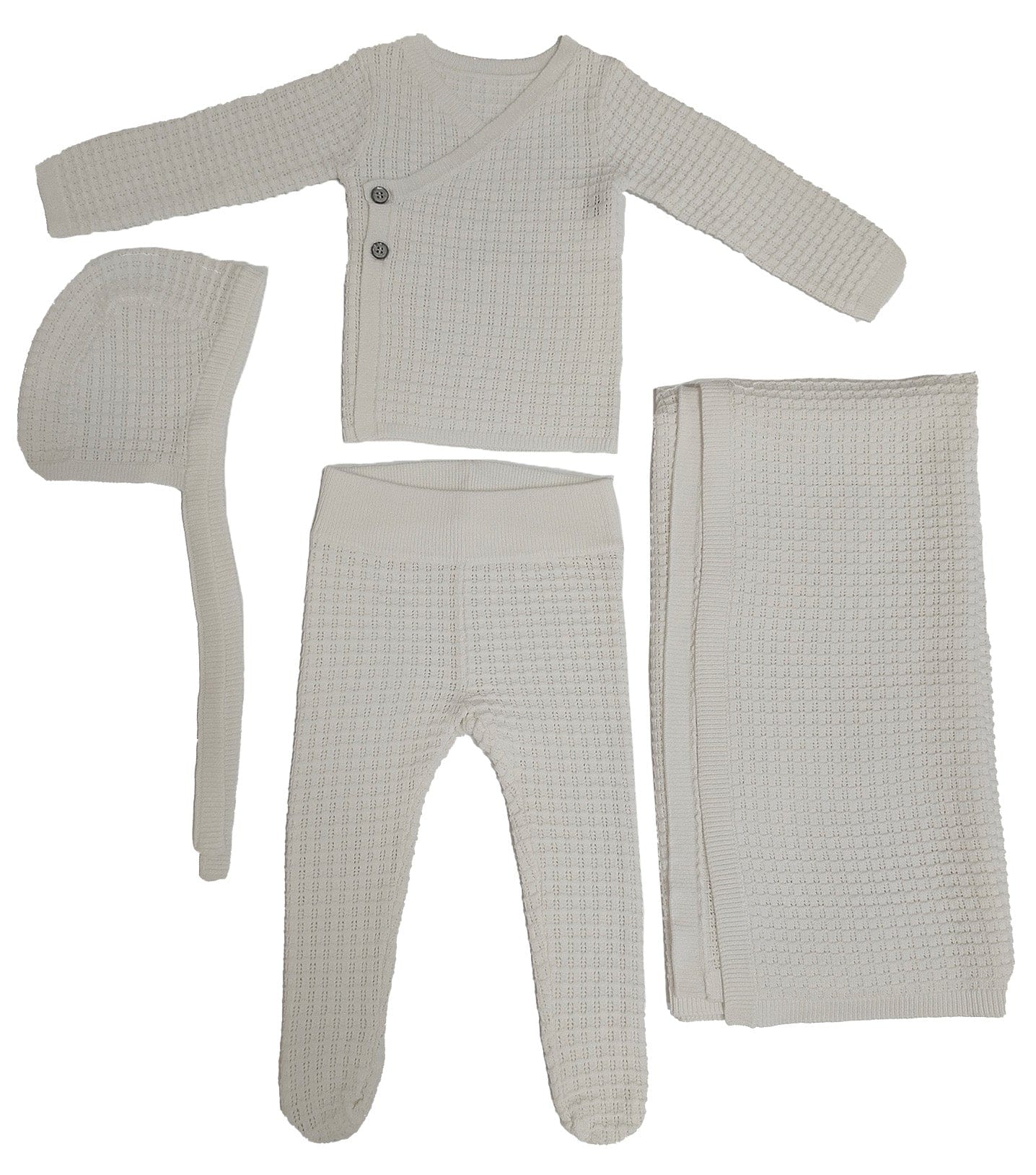 Textured Wrap Knit 4pc Set - White