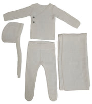 Textured Wrap Knit 4pc Set - White