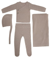 Textured Wrap Knit 4pc Set - Pink