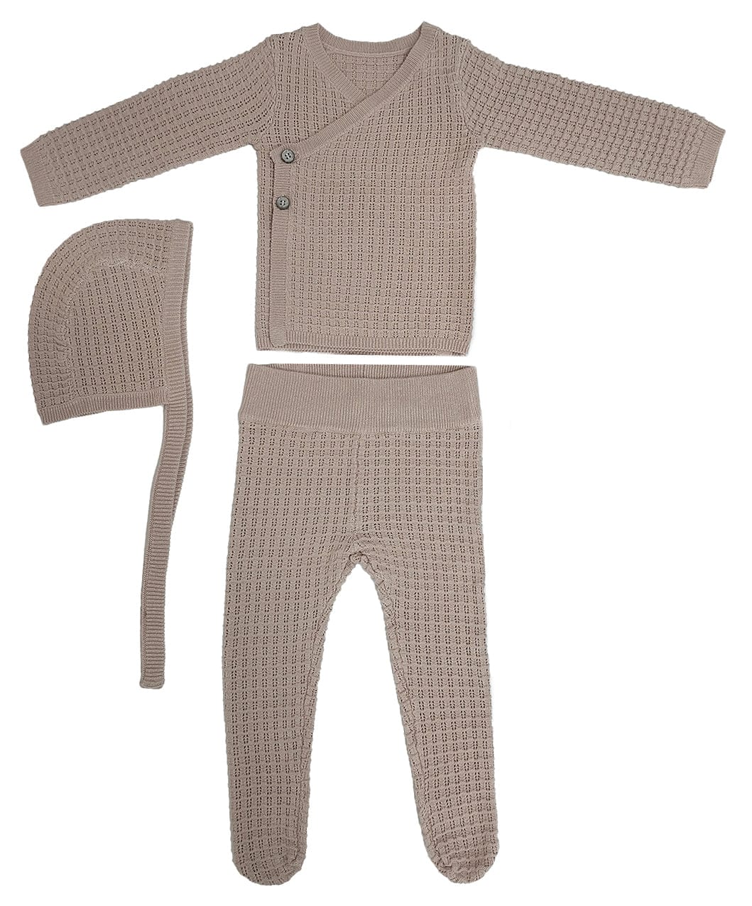 Textured Wrap Knit 3pc Set - Pink