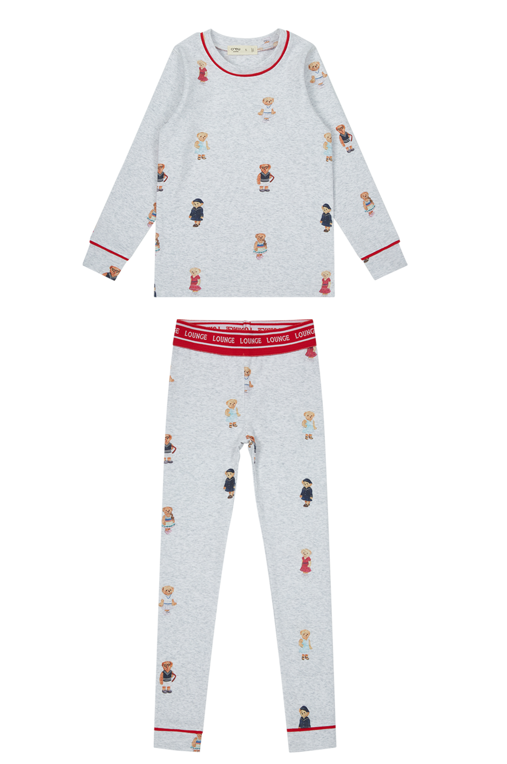 Teddy Crewneck Set - Grey/red
