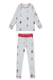 Teddy Crewneck Set - Grey/red