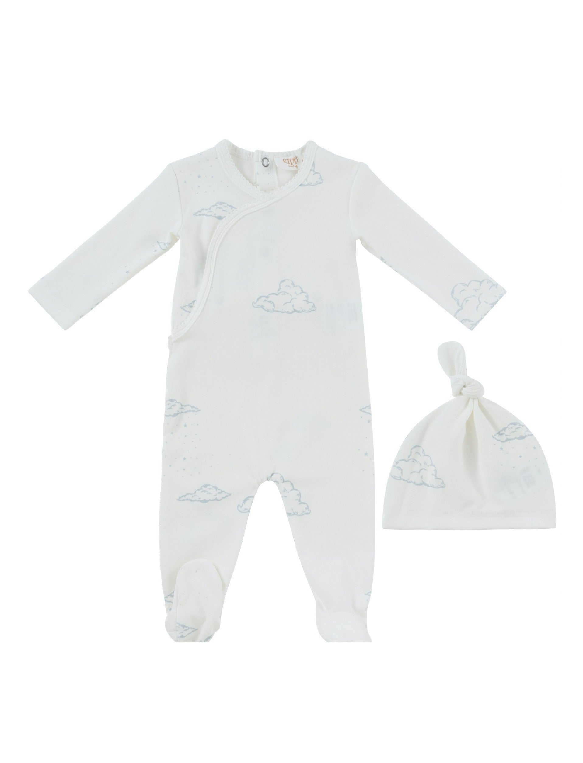 Starlight Wrap Footie + Hat - White Blue