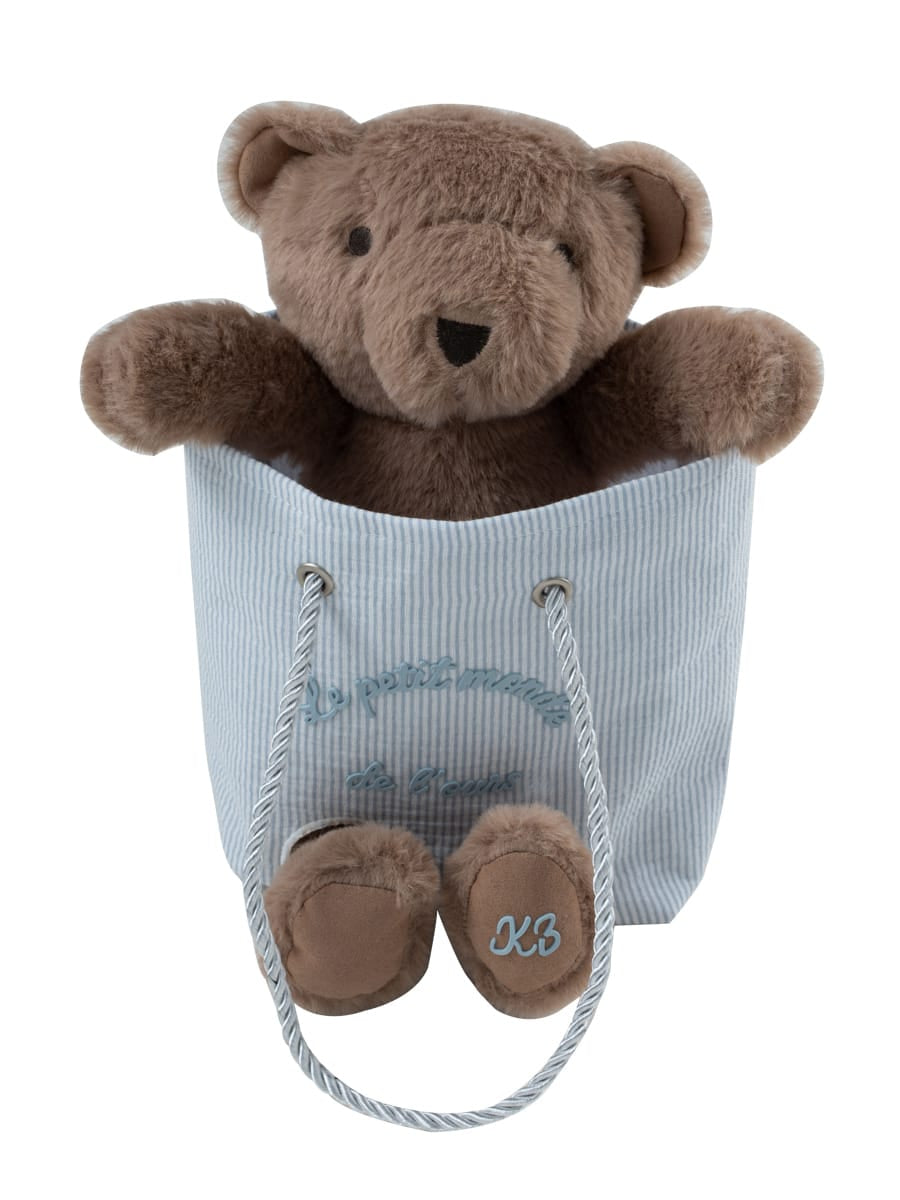 Petit Ours Teddy In A Bag - Blue