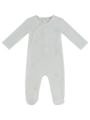 Petit Ours Pattern Footie - Stone