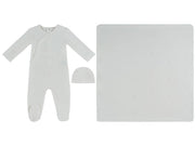 Petit Ours Pattern Footie, Hat & Blanket Set - Pink