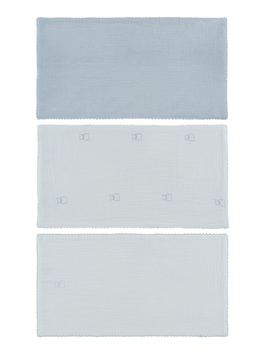 Petit Ours Burp Cloth Set Of 3 - Blue