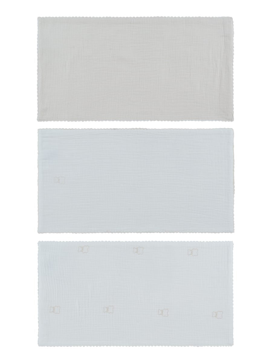 Petit Ours Burp Cloth Set Of 3 - Stone