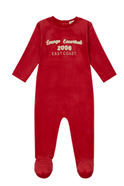 Terry Applique Footie - Coral
