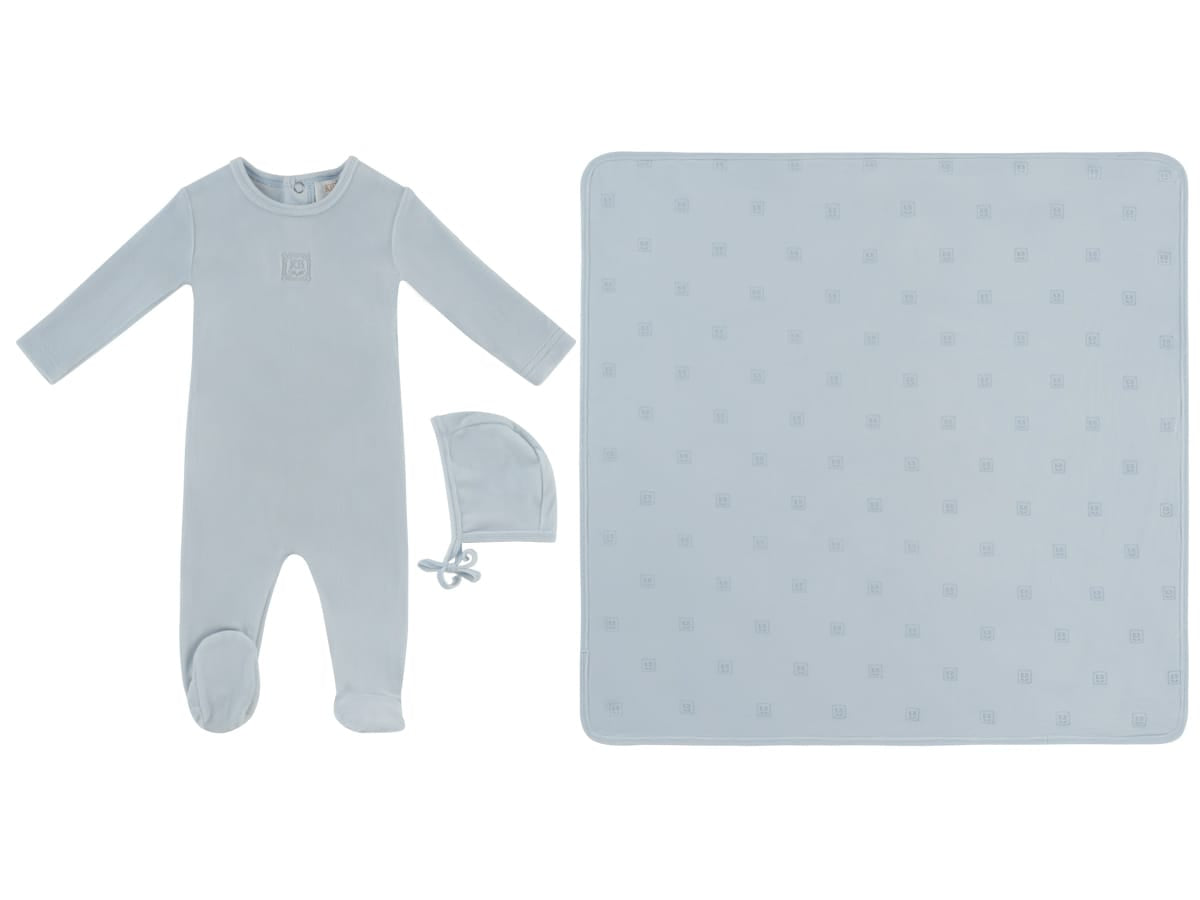 Kb Logo Footie, Hat And Blanket Set - Blue