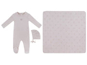 Kb Logo Footie, Hat And Blanket Set - Pink