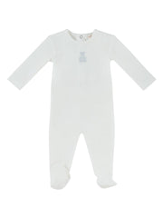Petit Ours Footie - White Blue