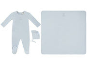 Petit Ours Footie, Hat And Blanket Set - Blue