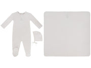 Petit Ours Footie, Hat And Blanket Set - Stone