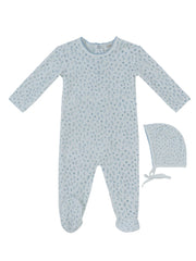 Whispering Blooms Footie & Hat Set - Dark Blue