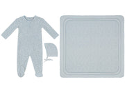 Whispering Blooms Footie, Hat & Blanket Set - Dark Blue