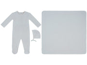 Whispering Blooms Footie, Hat & Blanket Set - Rose
