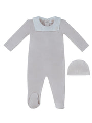 Classic Bib Footie & Hat Set - Stone