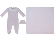 Classic Bib Footie, Hat & Blanket Set - Pink