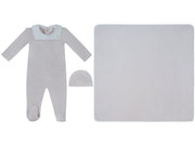 Classic Bib Footie, Hat & Blanket Set - Stone