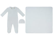 Classic Bib Footie, Hat & Blanket Set - White