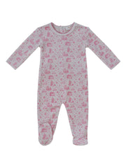 Woodland Toile Footie - Pink