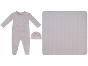 Woodland Toile Footie, Hat & Blanket Set - Rose