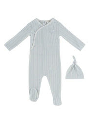 Stripe Stamp Footie & Hat Set - Blue