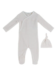 Stripe Stamp Footie & Hat Set - Pink