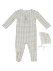 Ciel Enfant Gingham Footie & Hat Set