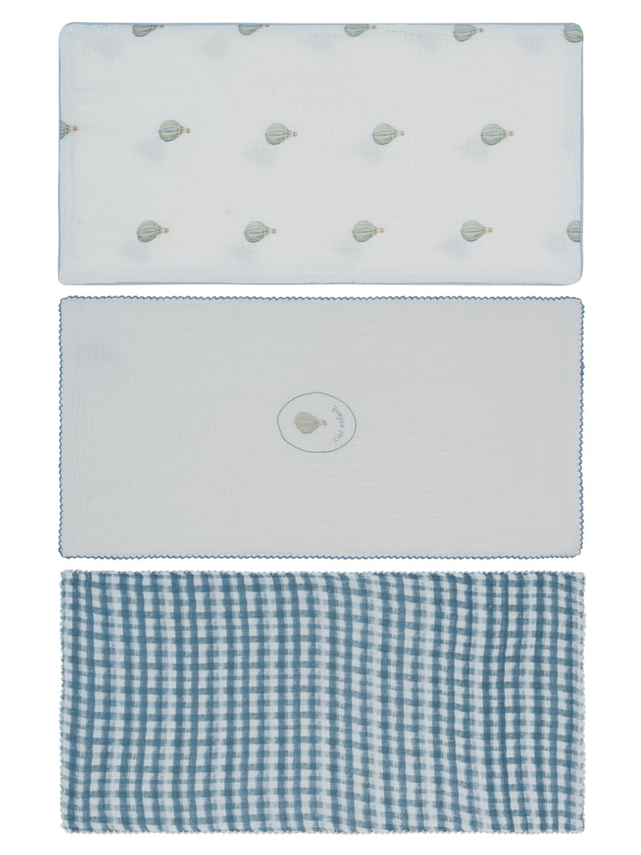 Ciel Enfant Burp Cloth Set Of 3 - Blue