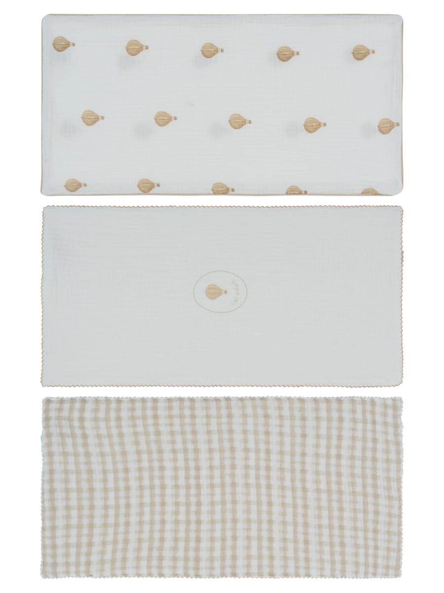 Ciel Enfant Burp Cloth Set Of 3 - Stone