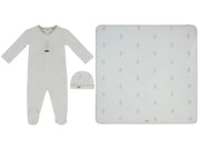 Atelier Bunny Footie, Hat & Blanket Set - White