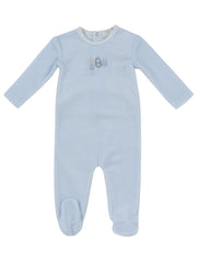 Bunny Stripe Footie - Blue