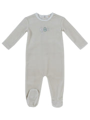 Bunny Stripe Footie - Stone