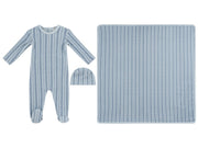 Atelier Cable Footie, Hat & Blanket Set - Blue