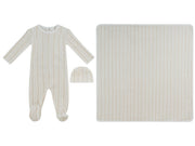Atelier Cable Footie, Hat & Blanket Set - White
