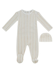Atelier Cable Footie & Hat Set - White